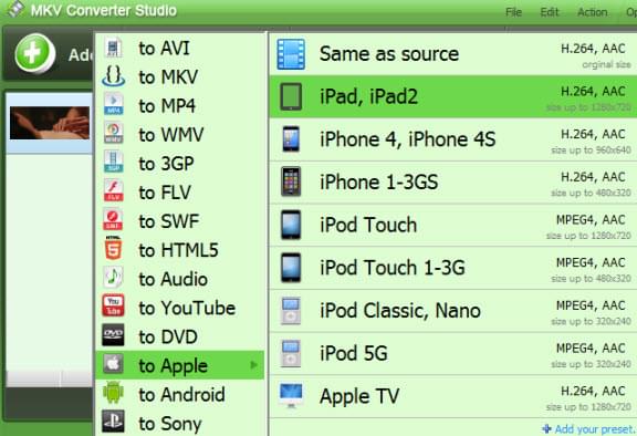 convert MKV to iPad/iPad 2