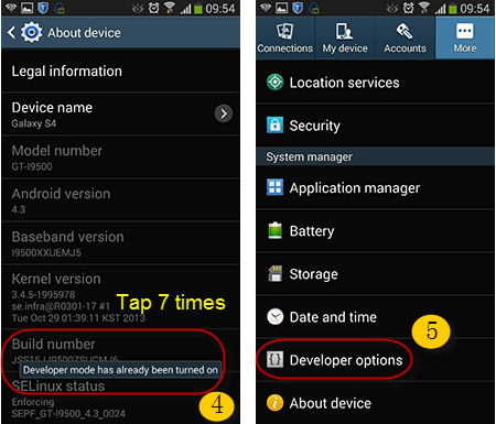 Process 2 to open USB debugging on Android 4.2-4.3