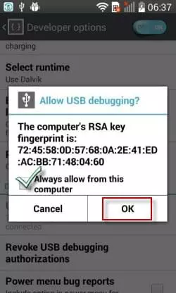 allow USB debugging from computer