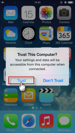 trust dialog on iPhone