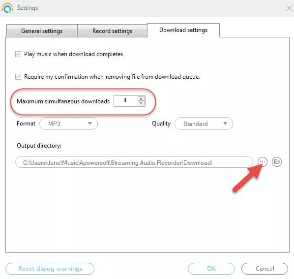 download settings