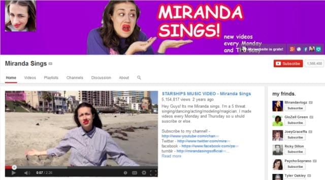 Mirandasings channel