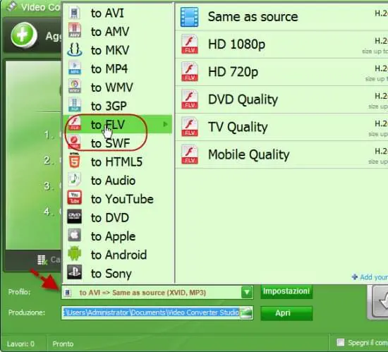 Come convertire video in flash