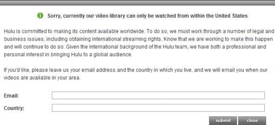 Hulu is US-only video site